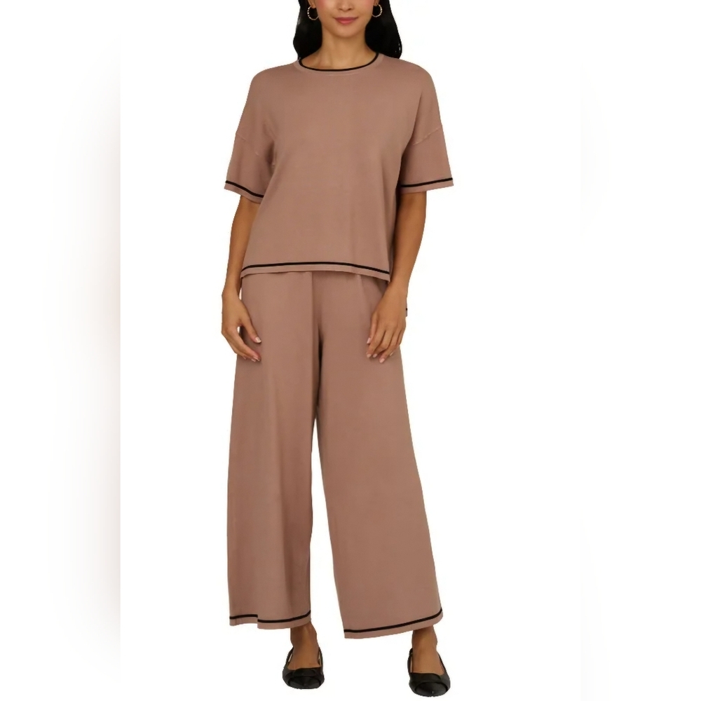 NEW! Adrianna Papell Light Brown Lightweight Sweater Set Size L